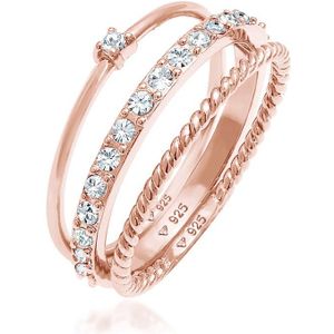 Elli Dames Ring Dames Stapel Elegante Feestelijke Gelaagde Look met Kristallen in 925 Sterling Zilver