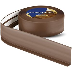 DQ-PP ZACHTE PLINT, 40 m (2x20m), Donkerbruin, 50 x 15 mm, PVC, zelfklevend, knikhoek plinten rubberen strip plint hoekprofiel afsluitstrip vloerlijst