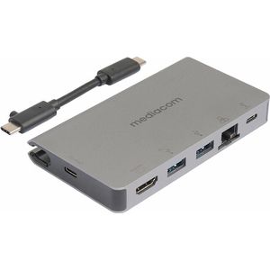 Mediacom MD-C315 laptop dock & poortreplicator Bedraad USB 3.2 Gen 1 (3.1 Gen 1) Type-C Aluminium