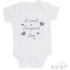 100% katoenen Romper ""U wordt overgroot oma"" Unisex Katoen Wit/grijs Maat 62/68 Zwangerschap aankondigen - Bekendmaking zwangerschap - Zwangerschapsaankondiging