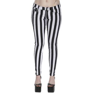 Banned - Forever Yours Striped Skinny fit broek - XL - Wit/Zwart