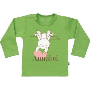 Baby T Shirt - Gepersonaliseerd - Cadeau - Naam Geboortedatum - Groen - 74