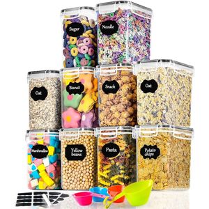 Luchtdichte voorraaddozen - keukenoplossing - 10 stuks - BPA-vrij - 1,6 l