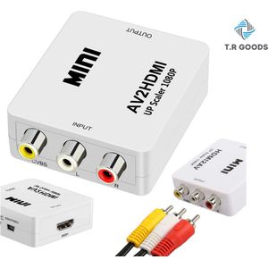 T.R Goods. AV naar HDMI Adapter - Tulp naar HDMI - RCA, 2x audio (L/R) - Wit
