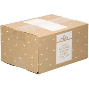 5 x Cadeau doos / Geschenk Kartonnen Dozen In Bruin Enkelgolfkarton 22x20x15cm ""This package is happy to see you "" /Amerikaanse vouwdozen / verzenddozen / dozen karton