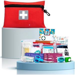 Goodivery® - First Aid Kit - Eerste Hulp Kit - EHBO Doos - 120 delige - incl. Reanimatiemasker - Pleister - Reddingsdeken - 24x14x6cm - Rood