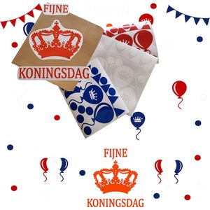 Raamsticker Koningsdag versiering met Kroon | Herbruikbare stickers | Rood wit blauw raamstickers Koningsdag | Rood, Wit, Blauw raamversiering | Stickers Koningsdag | Raamstickers voor Koningsdag |