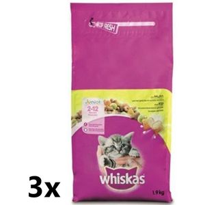 Whiskas - Katten Droogvoer - Junior - Kip - 3x1,9kg