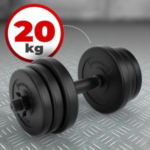 GoodVibes - Halter - Dumbbell - Totaalgewicht 20kg - Met Ergonomisch handvat met Grip, Ø25 mm, Kunststof Behuizing met Stalen, Stersloten - Halterstangen, met Halterschijven van verschillende Gewichten - Zwart