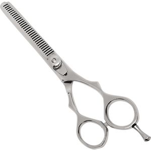 DZ Professionele Kappersschaar – Uitdunschaar – Coupeschaar – Effileerschaar- Offset Design – 26 Tands - 14 cm. Blauwe Pasringen.