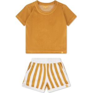 Swim Essentials | Geel/Wit Gestreept Jongens Set Strand – Terry - Maat 86/92