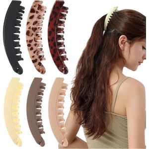 Allecto plus - Bananenklemmen voor dames - 6 stuks - Antislip haarspelden - Geschikt voor dik, fijn, krullend of steil haar - Voor lange en korte kapsels