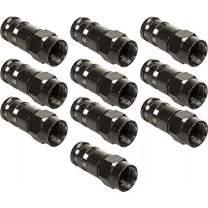 Maclean, F-connector, RG-6, Professional - Zwart, MCTV-916, 10 stuks
