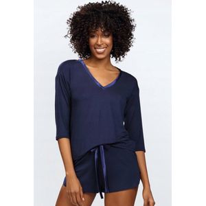 Comfortabele marineblauwe viscose shortama van DKaren - Edith S