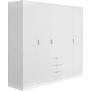 Vente-unique Kast met 5 deuren en 3 lades - L202 cm - Wit - LISTOWEL L 202 cm x H 184 cm x D 52 cm