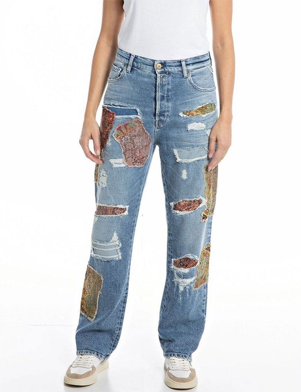 Replay Dames hoge taille ninetees fit jeans Jaylie Rose Label collectie, 010, lichtblauw, 27W / 30L