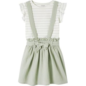 Set - Meisjesshirt - Saliegroen - Katoengaas - Rok met Bretels