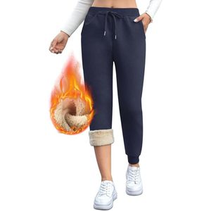 Fleece gevoerde joggingbroek dames - warme thermische trainingsbroek met trekkoord en zakken