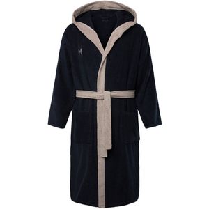 Men Plus Men Plus - Heren - Men+ badjas badstof capuchon tot 8XL - Navy blauw - Maat 3XL