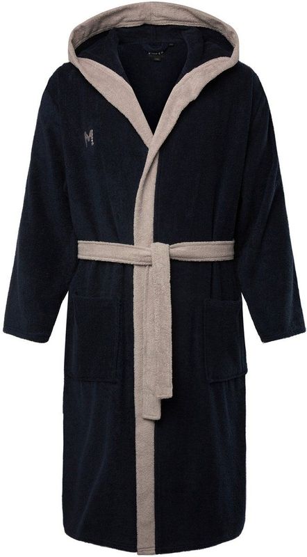 Men Plus Men Plus - Heren - Men+ badjas badstof capuchon tot 8XL - Navy blauw - Maat 3XL