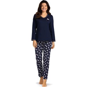 Comtessa - Dames pyjama - 100% katoen - donkerblauw - Maat 44