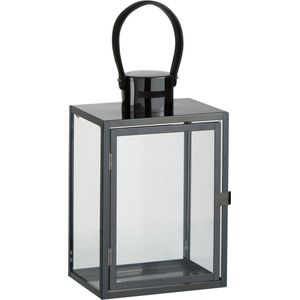 J-Line lantaarn Rechthoekig - metaal/glas - zwart