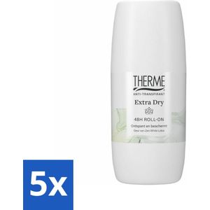 5 x Therme - Extra Dry Zen White Lotus Roller - Anti-transpirant - Beschermend - 60ml - Anti-transpirant - Zweetvocht - Zweetgeur - Huidverzorging - Ontspanning