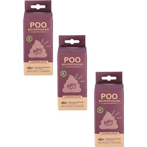 Adori Poo Bio-Poepzakjes - Hondenpoepzakjes - 3 x 22x32 cm 120 stuks Lavendelgeur