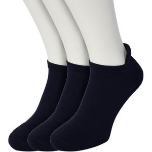Bonnie Doon Unisex Sneaker Sokken Deluxe Dames Donkerblauw maat 36/42 - Dames en Heren - 3 paar - Badstof Binnenzool - Gladde teennaad -Comfortabel en Zacht - Zacht Hiel Kussen houdt Vuil tegen - Sport - Sneakersokken - Navy- Dark Blue - OL6310501.2
