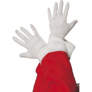 Kerstman korte witte handschoenen - Kerstman verkleed accessoire voor volwassenen