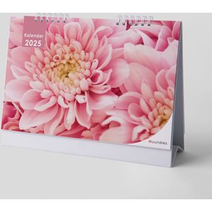 Huurdies - Bloemen bureauKalender - Jaarkalender 2025 - 20x12cm (Bureaukalender) - 300G ecopapier - Dubbelzijdig - Spiraalgebonden