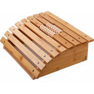 Voetmassage Roller bank bamboe hout - Ontspannende Voet massage door de voetmassageroller - Reflexologie - Voetroller voor voetmassage - Voor op de grond of onder bureau - Decopatent®
