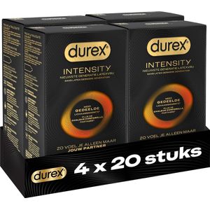 Durex Intensity Condooms - Nieuwste generatie ultradunne, latexvrije condooms voor mannen – Gedeelde lichaamswarmte - 4 x 20 stuks - Voordeelverpakking