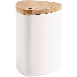 Automatische tandenstokerhouder, tandenstokerhouder in Scandinavische stijl, tandenstokerdispenser van hout en kunststof - 2-delig wit hartontwerp