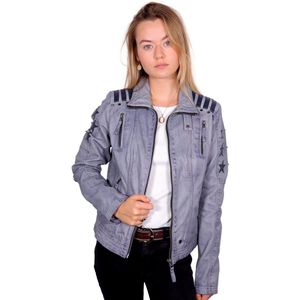 KangaROOS | ""Rocking"" leren jack | Dames | Grijs-Blauw | maat 42
