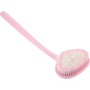 Exfoliërende badborstel met lange steel - Dikke zachte haren, rugscrub - Krachtige modderscrub + zachte massage - Diepe reiniging, hangend model - Roze
