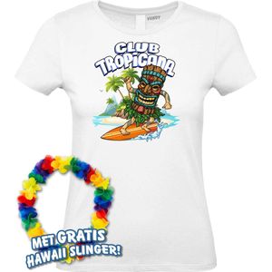 Dames t-shirt Tiki Surfer | Toppers in Concert 2024 | Club Tropicana | Hawaii Shirt | Ibiza Kleding | Wit Dames | maat XXXL