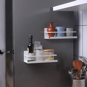 Koelkastrek, 2-delig, magnetisch, kruidenrek, koelkast, organizer, ruimtebesparend, voor de keuken (wit)