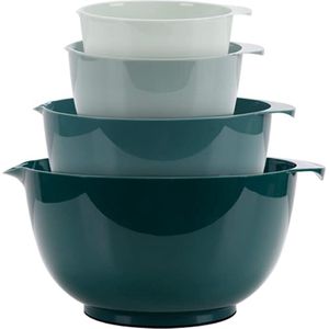 Mengkomset, mixing bowl, set, kunststof, slakom, antislip, stapelbaar, serveerschalen voor keuken, 4-delige mengkommenset (groen)