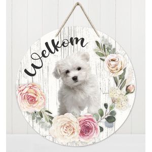 Welkom - Maltezer | Muurdecoratie - Bordje Hond