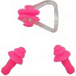 Roze_One-Size_Zwemoordoppen_met_Neusklem