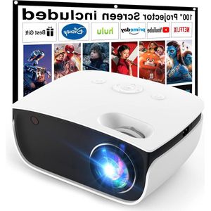 7500 liter draagbare mini-beamer voor thuisbioscoop - ondersteunt 1080p Full HD LCD - scherm inclusief - videobeamer voor smartphone tv-stick PS5 PC laptop USB Beamer