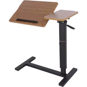 RM Store® - Verstelbare Overbedtafel - Kantelbaar Nachtkastje - Bijzettafel - Laptop Tafel - Met Wielen - Eenpoottafel - Bruin