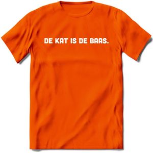 Kattenbaas - Katten T-Shirt Kleding Cadeau | Dames - Heren - Unisex | Kat / Dieren shirt | Grappig Verjaardag kado | Tshirt Met Print | - Oranje - 3XL