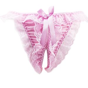 BamBella ® - String roze kant slip Kruisloos - One size - Sexy Erotische onderbroek dames
