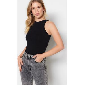 Trendyol Ecru Katoenen Halternek Aansluitend/Fits Body Stretch Gebreide Tanktop Twoss23Al00069