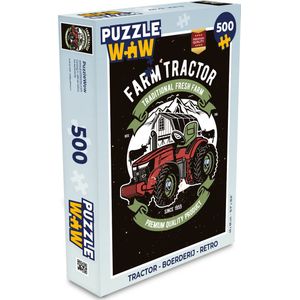 Puzzel Tractor - Boerderij - Retro - Legpuzzel - Puzzel 500 stukjes