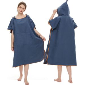 Handdoek Poncho Volwassenen, Surf Poncho Microvezel Handdoeken Bad Poncho Strandhanddoek Dames Heren Verschoonhulp Ultralicht en sneldrogend Badhanddoek voor Surfen Kamperen Snorkelen Strand