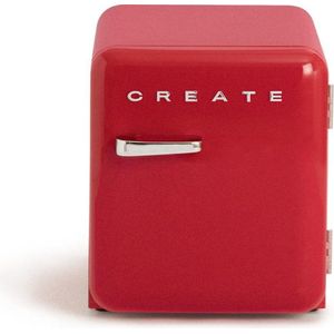 CREATE - Tafelmodel koelkast - Capaciteit 48 L - 1 planken - Handvat Silver - Rood- RETRO FRIDGE