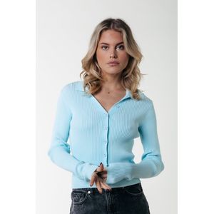 Colourful Rebel Nori Fine Knit Cropped Longsleeve Polo - XS/S